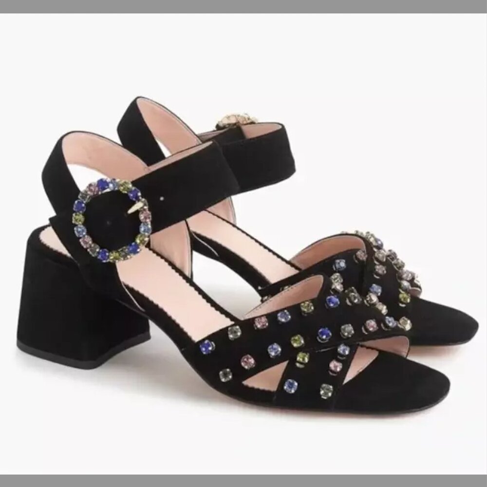 J. Crew Black Embellished Penny Sandals